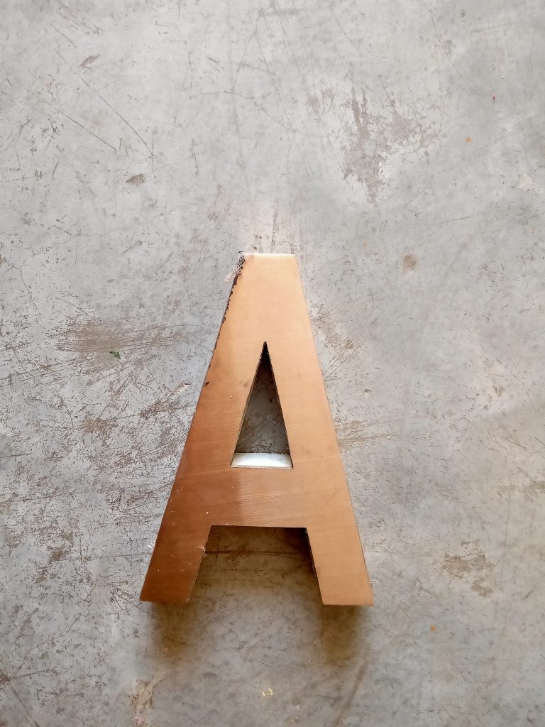 Copper Finish Steel Letter