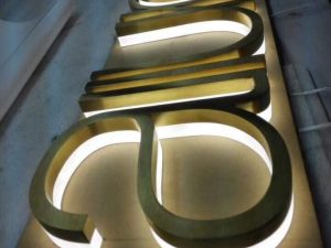 Gold Finish Metal Letter with backlit LED